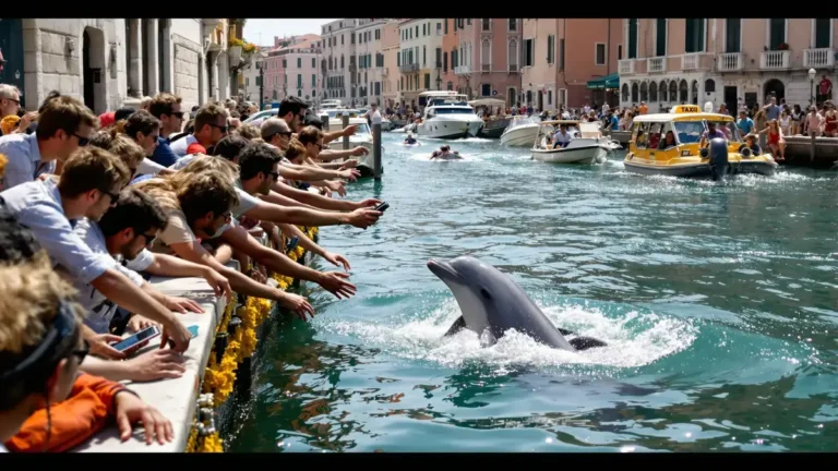 Das Verhalten der Touristen in Venedig bedroht einen Delfin, der sich in den Kanälen niedergelassen hat, eine Realität, die von vielen ignoriert wird