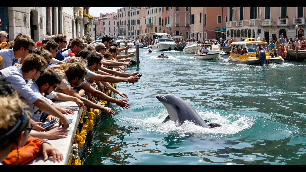 Das Verhalten der Touristen in Venedig bedroht einen Delfin, der sich in den Kanälen niedergelassen hat, eine Realität, die von vielen ignoriert wird
